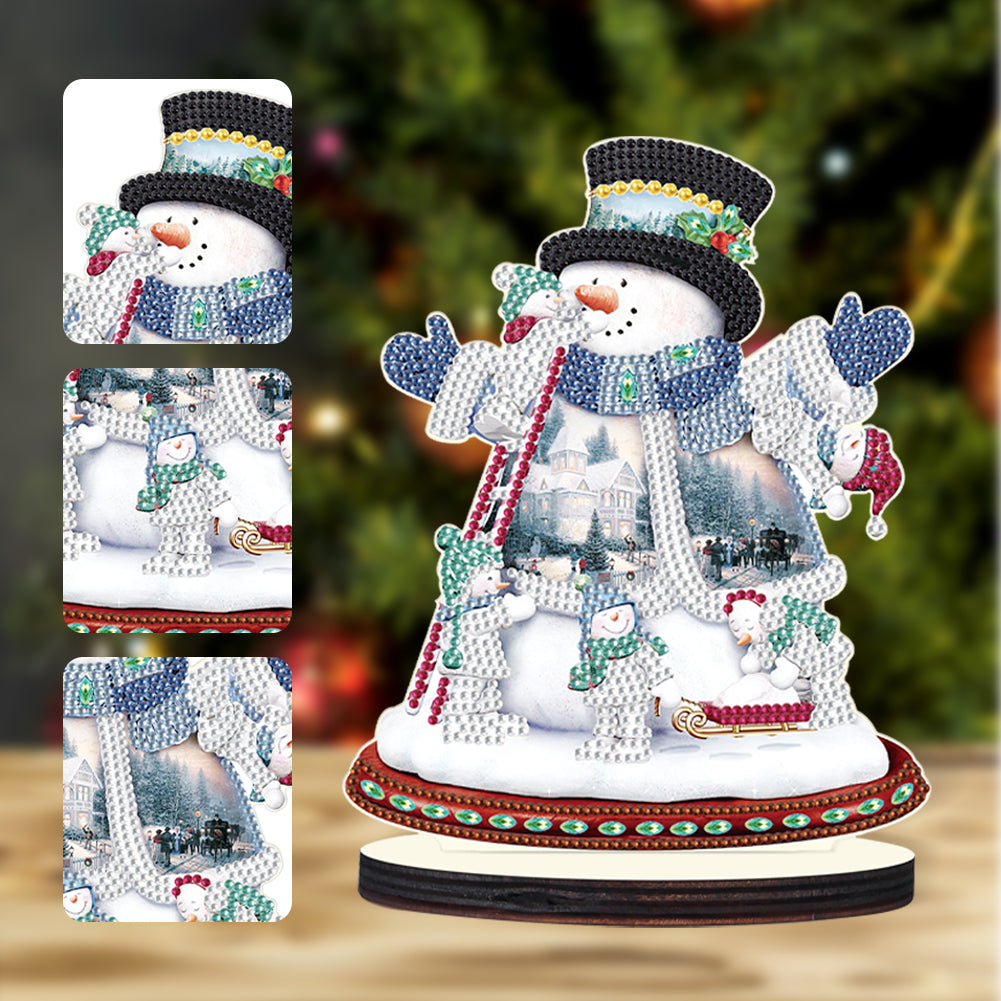 Christmas Snowman Wooden Desktop Diamond Painting Ornament (#1)