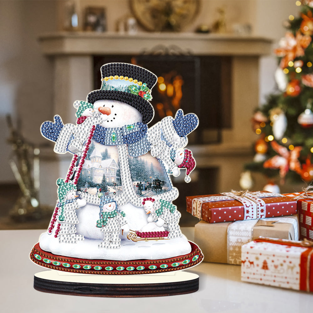 Christmas Snowman Wooden Desktop Diamond Painting Ornament (#1)