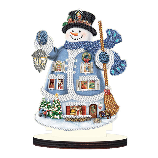 Christmas Snowman Wooden Desktop Diamond Painting Ornament (#2)