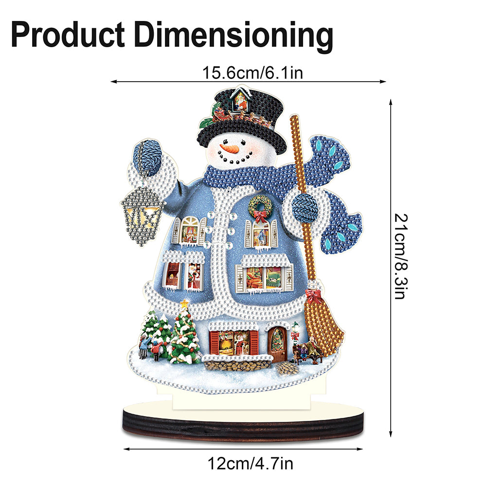 Christmas Snowman Wooden Desktop Diamond Painting Ornament (#2)