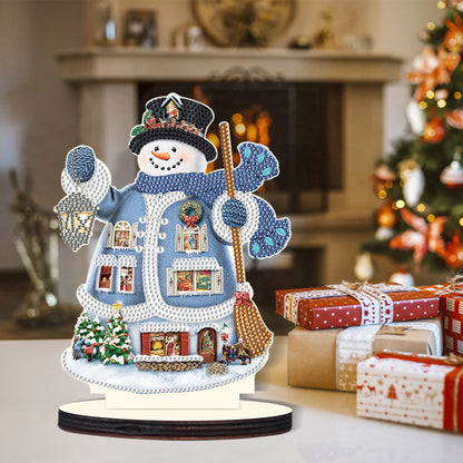 Christmas Snowman Wooden Desktop Diamond Painting Ornament (#2)