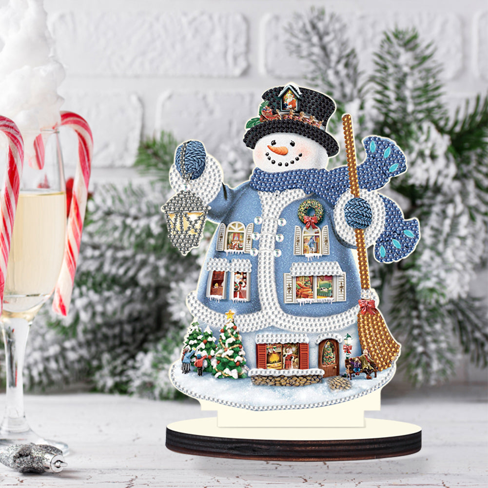 Christmas Snowman Wooden Desktop Diamond Painting Ornament (#2)