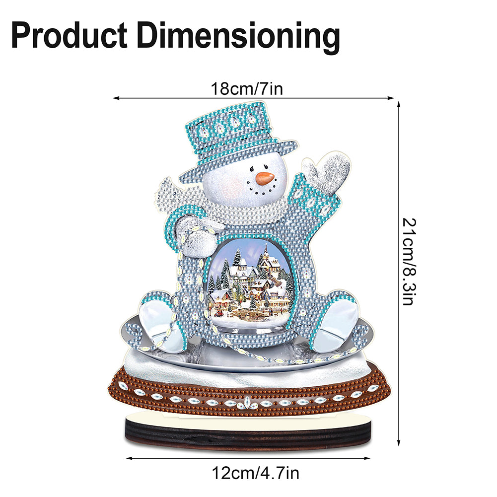 Christmas Snowman Wooden Desktop Diamond Painting Ornament (#3)