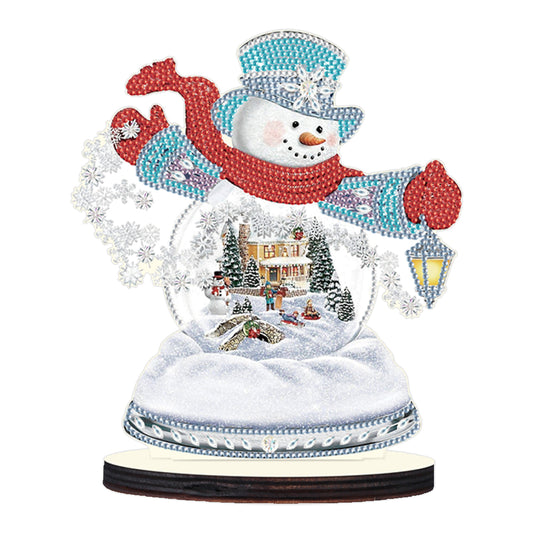 Christmas Snowman Wooden Desktop Diamond Painting Ornament (#4)