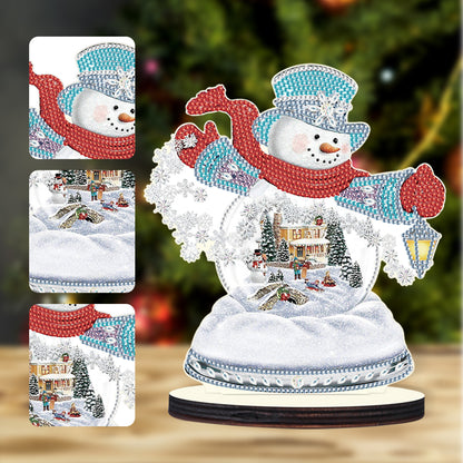 Christmas Snowman Wooden Desktop Diamond Painting Ornament (#4)