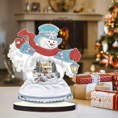 Christmas Snowman Wooden Desktop Diamond Painting Ornament (#4)