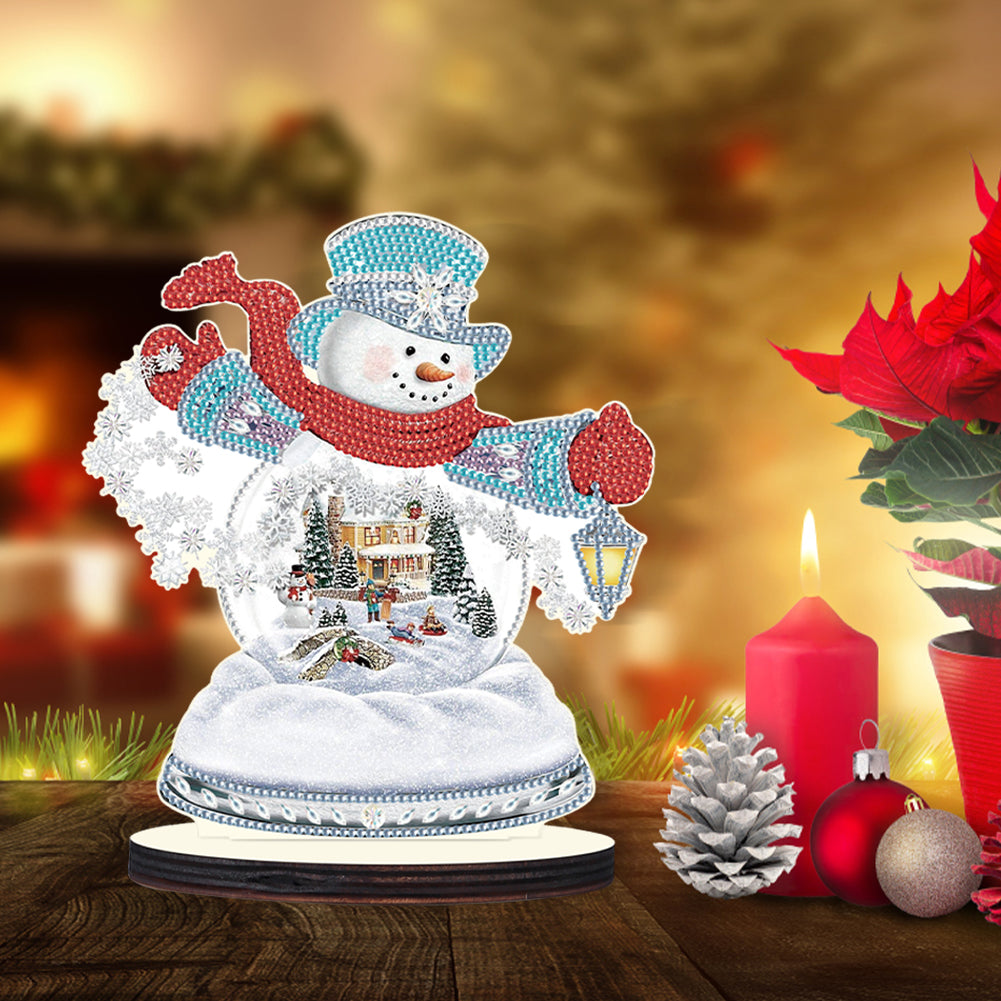 Christmas Snowman Wooden Desktop Diamond Painting Ornament (#4)