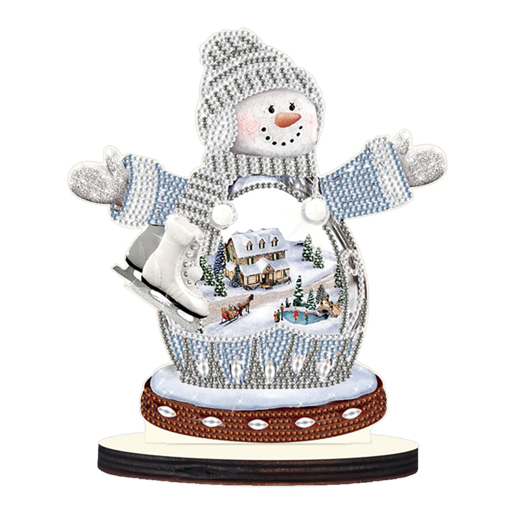 Christmas Snowman Wooden Desktop Diamond Painting Ornament (#5)