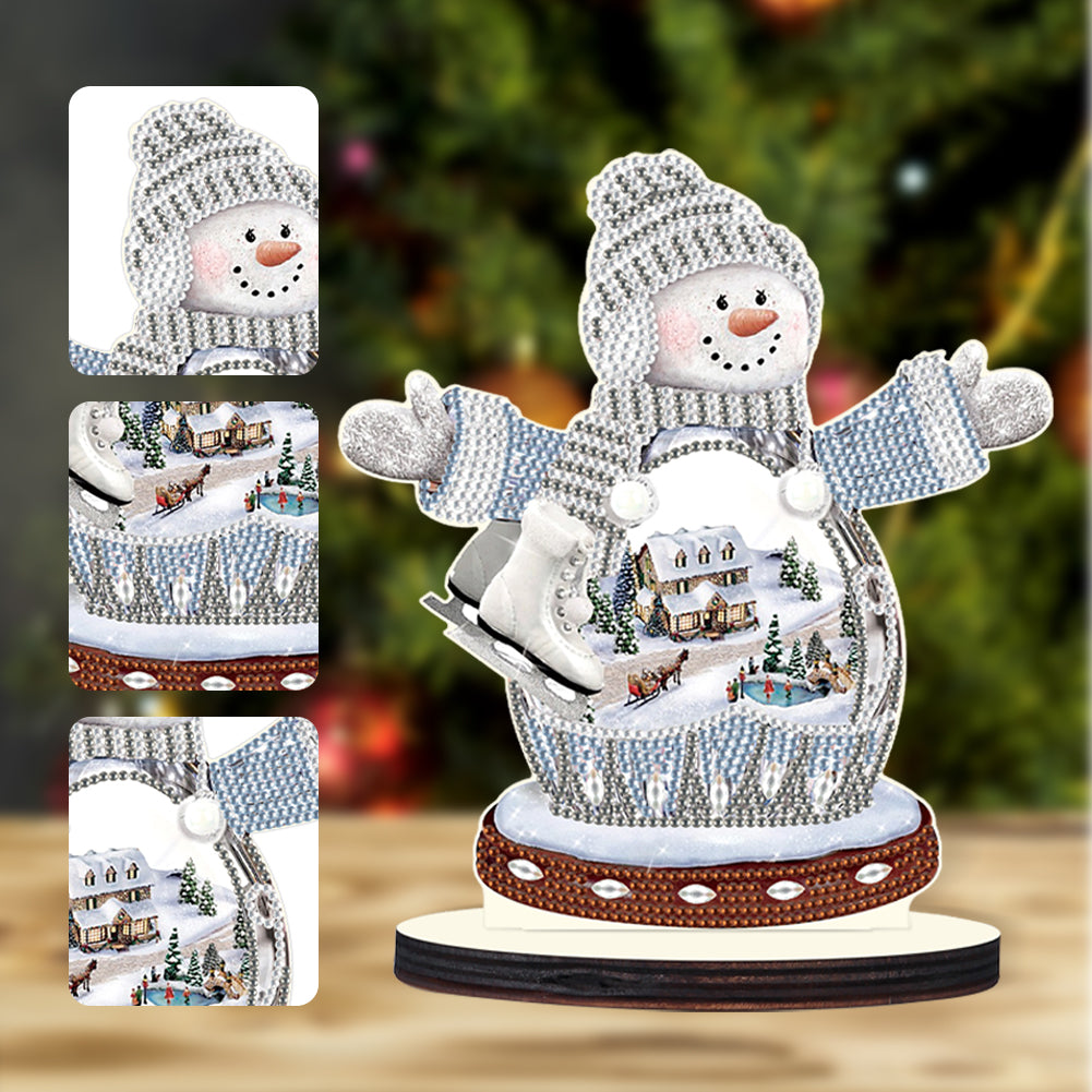 Christmas Snowman Wooden Desktop Diamond Painting Ornament (#5)