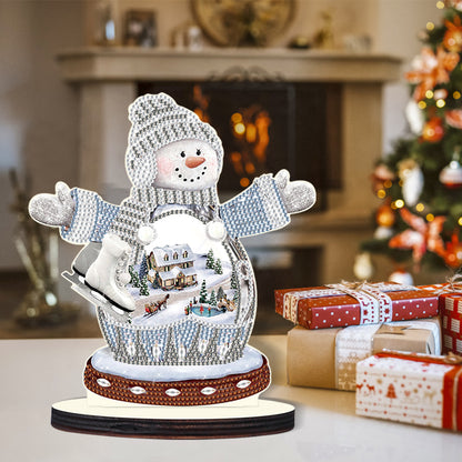 Christmas Snowman Wooden Desktop Diamond Painting Ornament (#5)