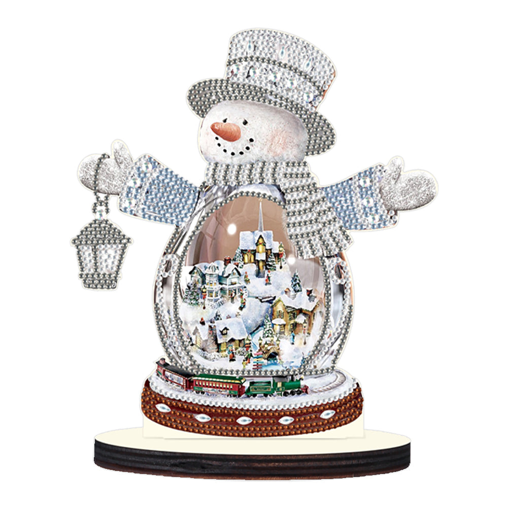 Christmas Snowman Wooden Desktop Diamond Painting Ornament (#6)