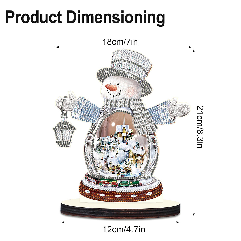 Christmas Snowman Wooden Desktop Diamond Painting Ornament (#6)