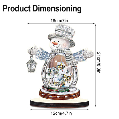 Christmas Snowman Wooden Desktop Diamond Painting Ornament (#6)