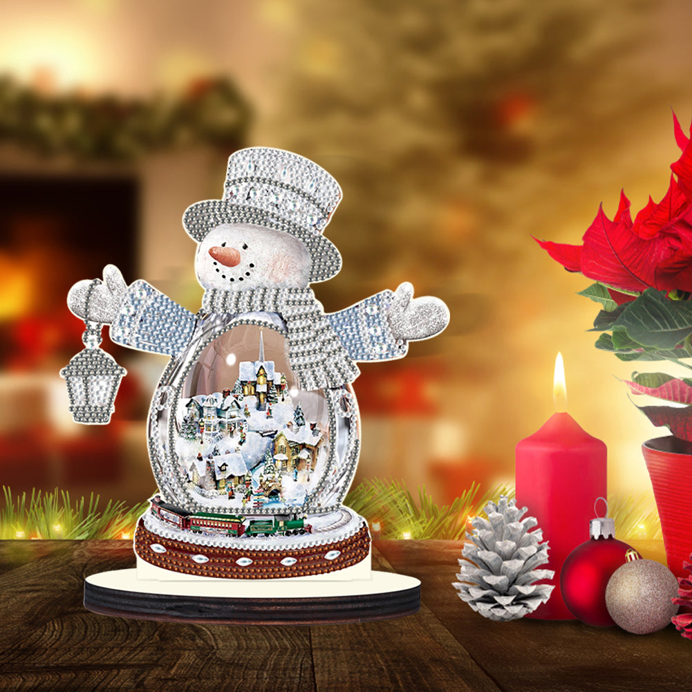 Christmas Snowman Wooden Desktop Diamond Painting Ornament (#6)