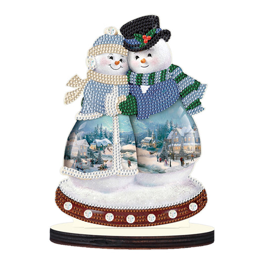 Christmas Snowman Wooden Desktop Diamond Painting Ornament (#7)