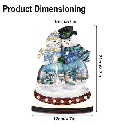 Christmas Snowman Wooden Desktop Diamond Painting Ornament (#7)