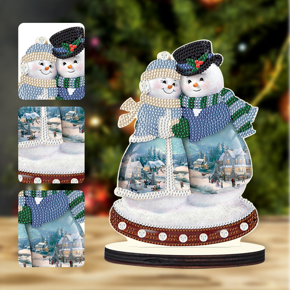 Christmas Snowman Wooden Desktop Diamond Painting Ornament (#7)