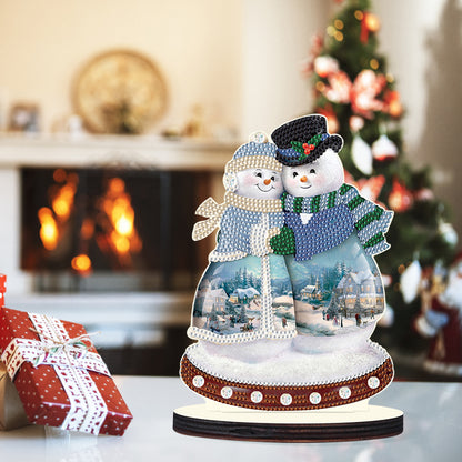 Christmas Snowman Wooden Desktop Diamond Painting Ornament (#7)