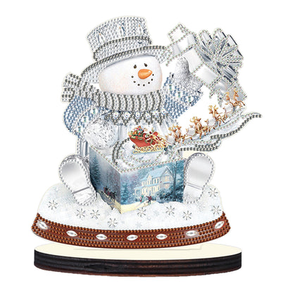 Christmas Snowman Wooden Desktop Diamond Painting Ornament (#8)