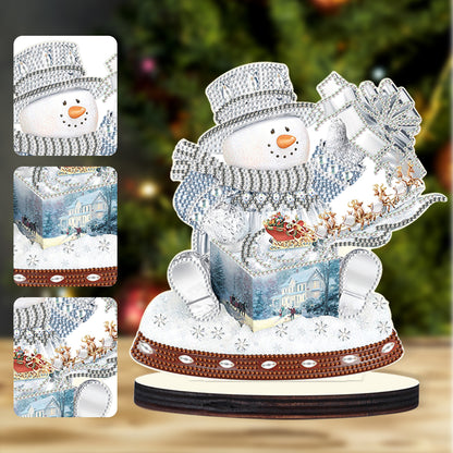 Christmas Snowman Wooden Desktop Diamond Painting Ornament (#8)