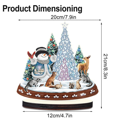 Christmas Snowman Wooden Desktop Diamond Painting Ornament (#9)