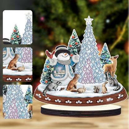 Christmas Snowman Wooden Desktop Diamond Painting Ornament (#9)