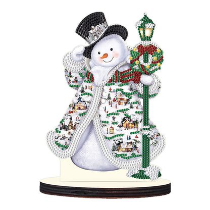 Christmas Snowman Wooden Desktop Diamond Painting Ornament (#10)