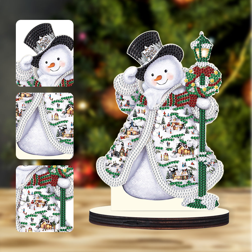 Christmas Snowman Wooden Desktop Diamond Painting Ornament (#10)