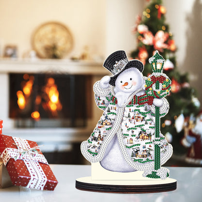 Christmas Snowman Wooden Desktop Diamond Painting Ornament (#10)