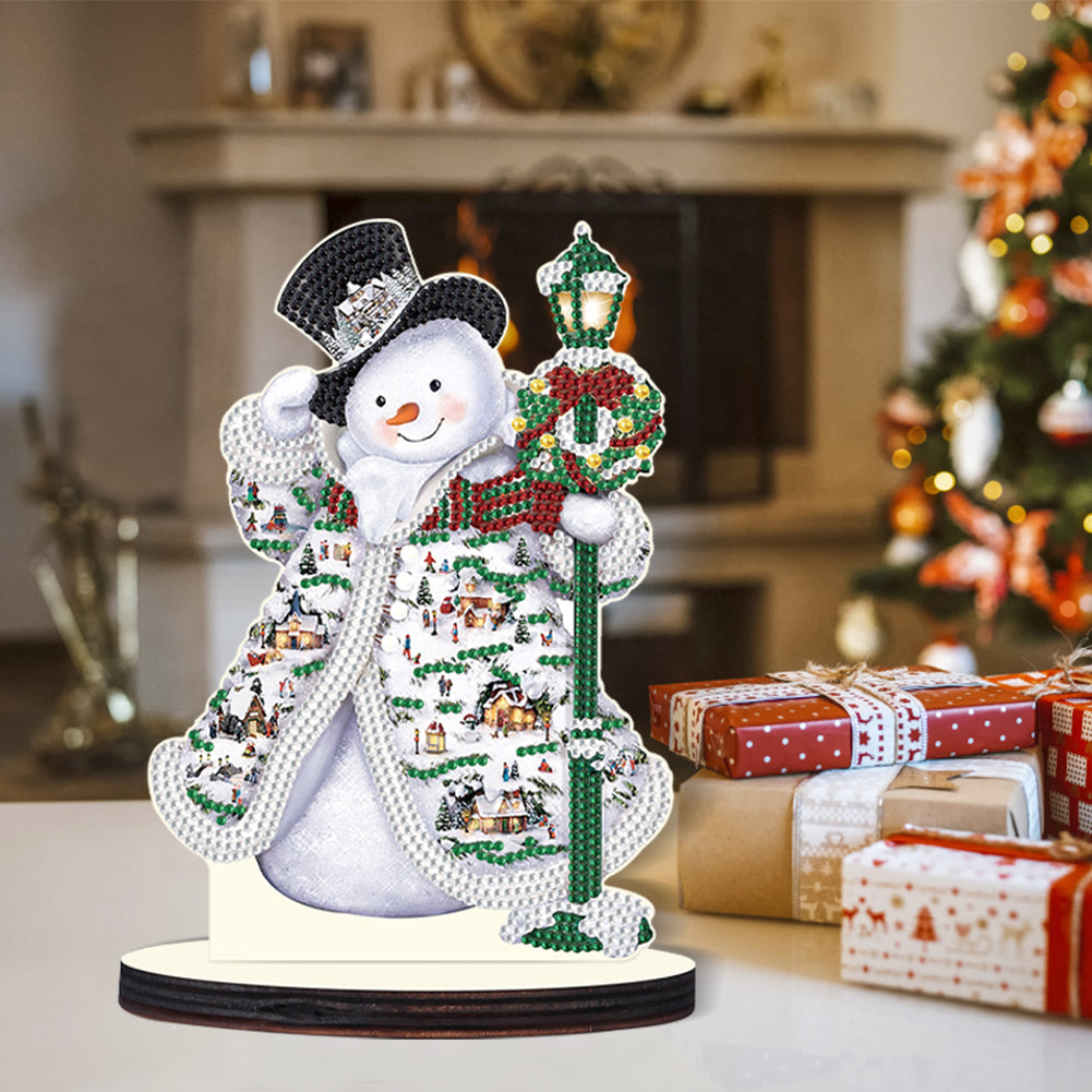 Christmas Snowman Wooden Desktop Diamond Painting Ornament (#10)