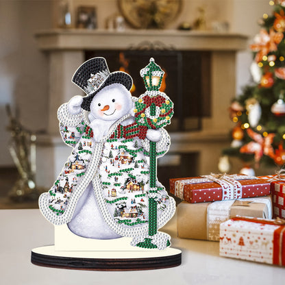 Christmas Snowman Wooden Desktop Diamond Painting Ornament (#10)