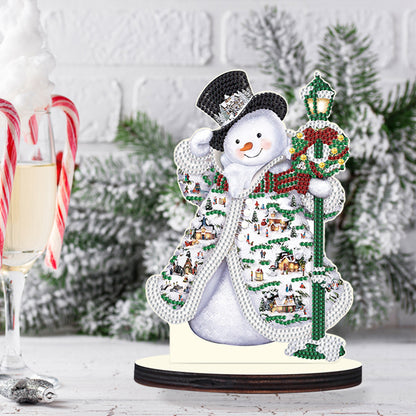 Christmas Snowman Wooden Desktop Diamond Painting Ornament (#10)