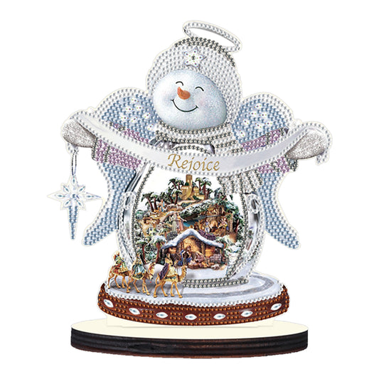 Christmas Snowman Wooden Desktop Diamond Painting Ornament (#11)