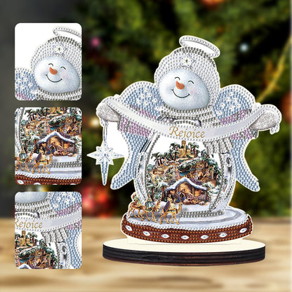 Christmas Snowman Wooden Desktop Diamond Painting Ornament (#11)