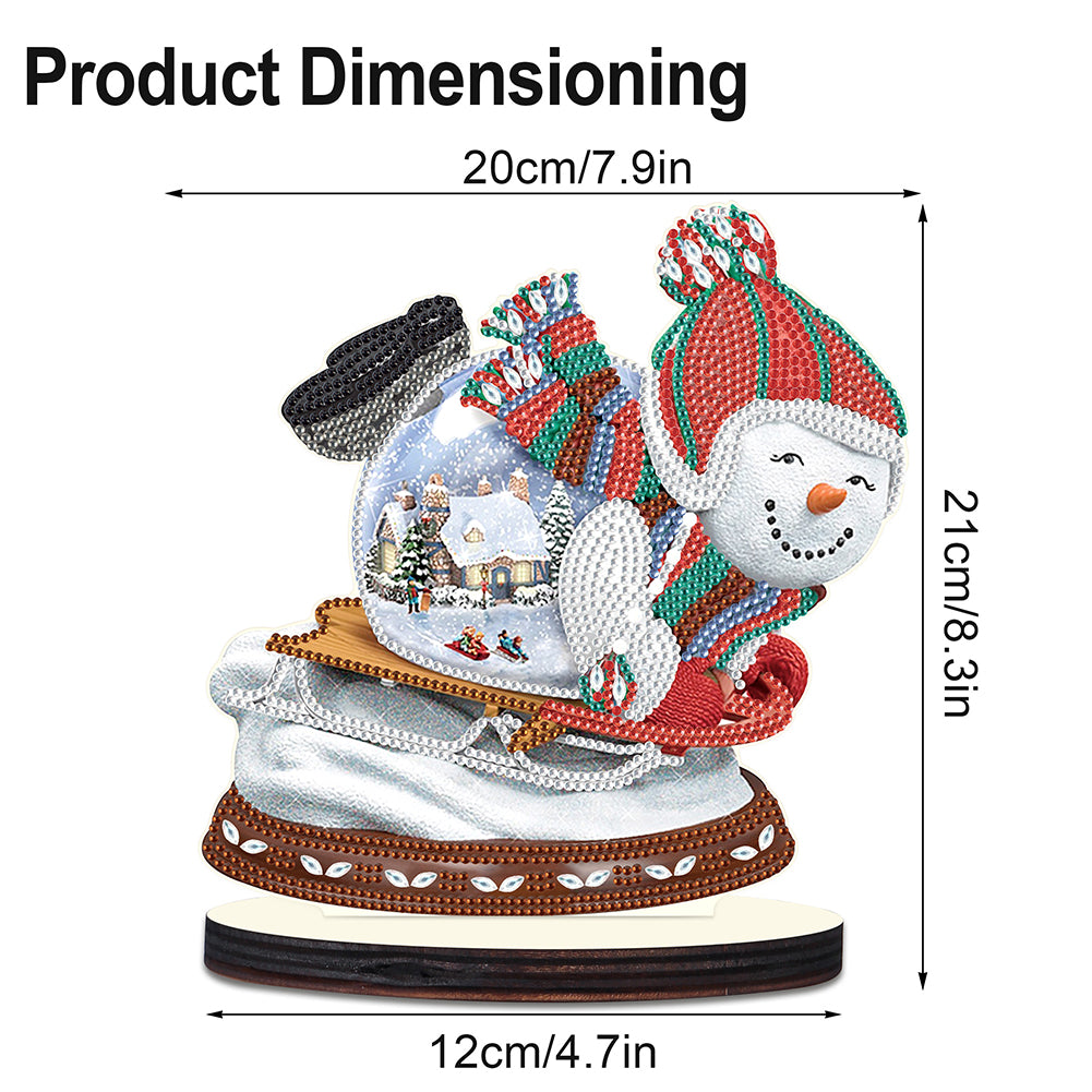 Christmas Snowman Wooden Desktop Diamond Painting Ornament (#12)