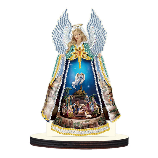 Wooden Desktop Diamond Painting Ornament Diamond Table Decor (Christmas Angel)