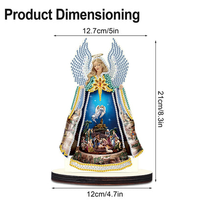 Wooden Desktop Diamond Painting Ornament Diamond Table Decor (Christmas Angel)