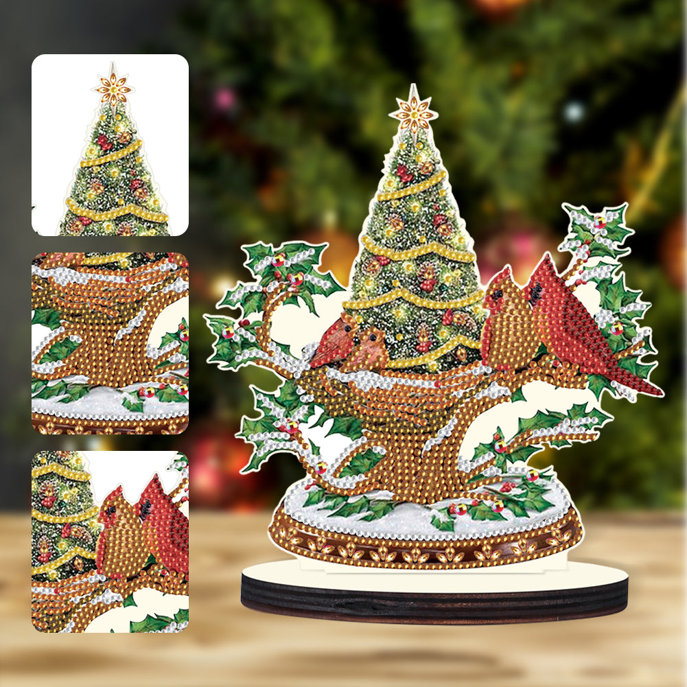 Christmas Snow Scene Wooden Desktop Diamond Painting Ornament (#1)