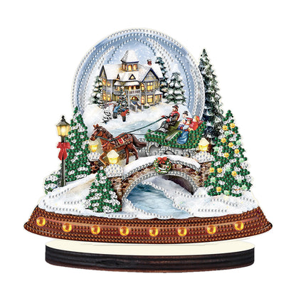 Christmas Snow Scene Wooden Desktop Diamond Painting Ornament (#2)