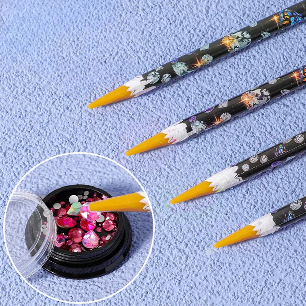 4/12PCS Crystal Gem Pick Up Tools Self Adhesive Diamond Painting Dotting Wax Pen