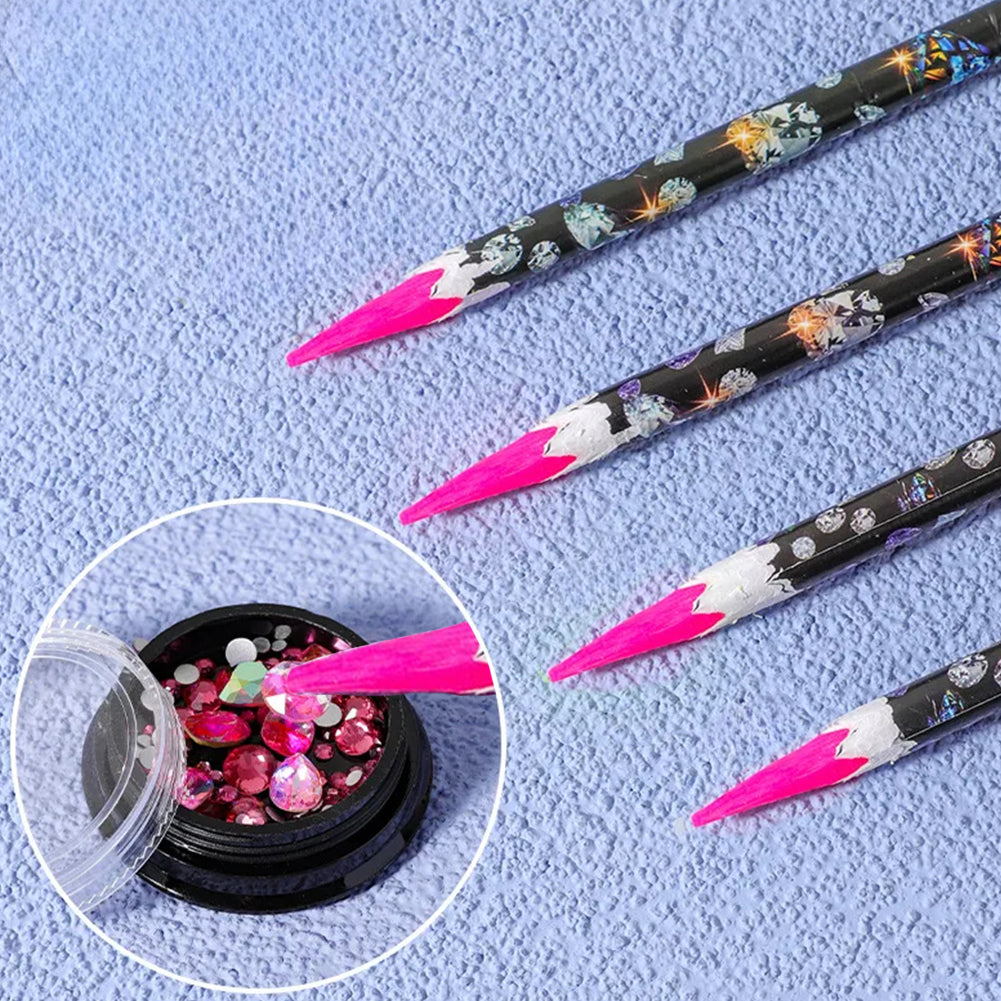 4/12PCS Crystal Gem Pick Up Tools Self Adhesive Diamond Painting Dotting Wax Pen