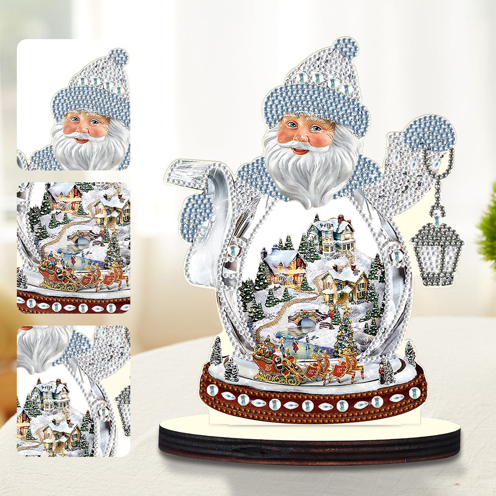 2PCS Wooden Xmas Snowman Desktop Diamond Painting Ornament (#4)