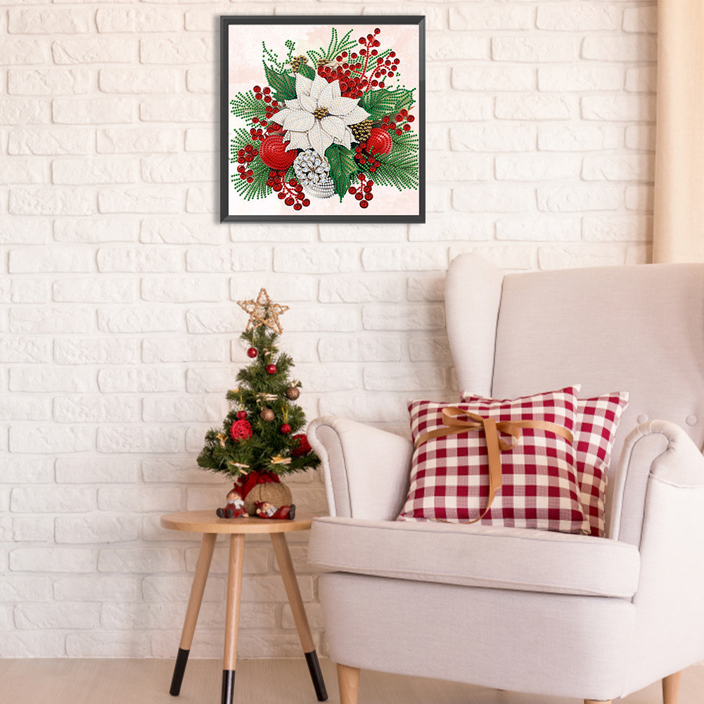 Christmas Flower Poinsettia - Special Shaped Drill Diamond Painting 30*30CM