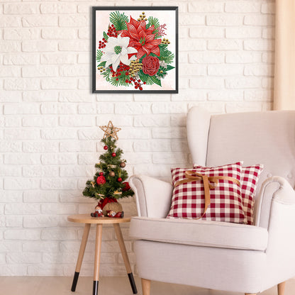 Christmas Flower Poinsettia - Special Shaped Drill Diamond Painting 30*30CM