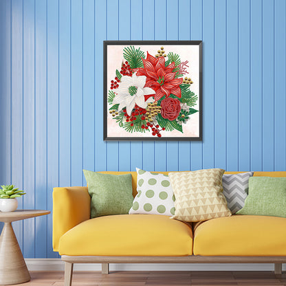 Christmas Flower Poinsettia - Special Shaped Drill Diamond Painting 30*30CM