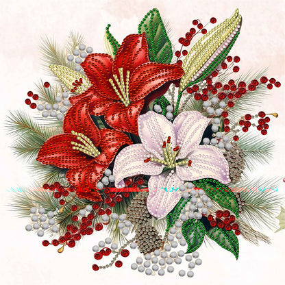 Christmas Flower Poinsettia - Special Shaped Drill Diamond Painting 30*30CM