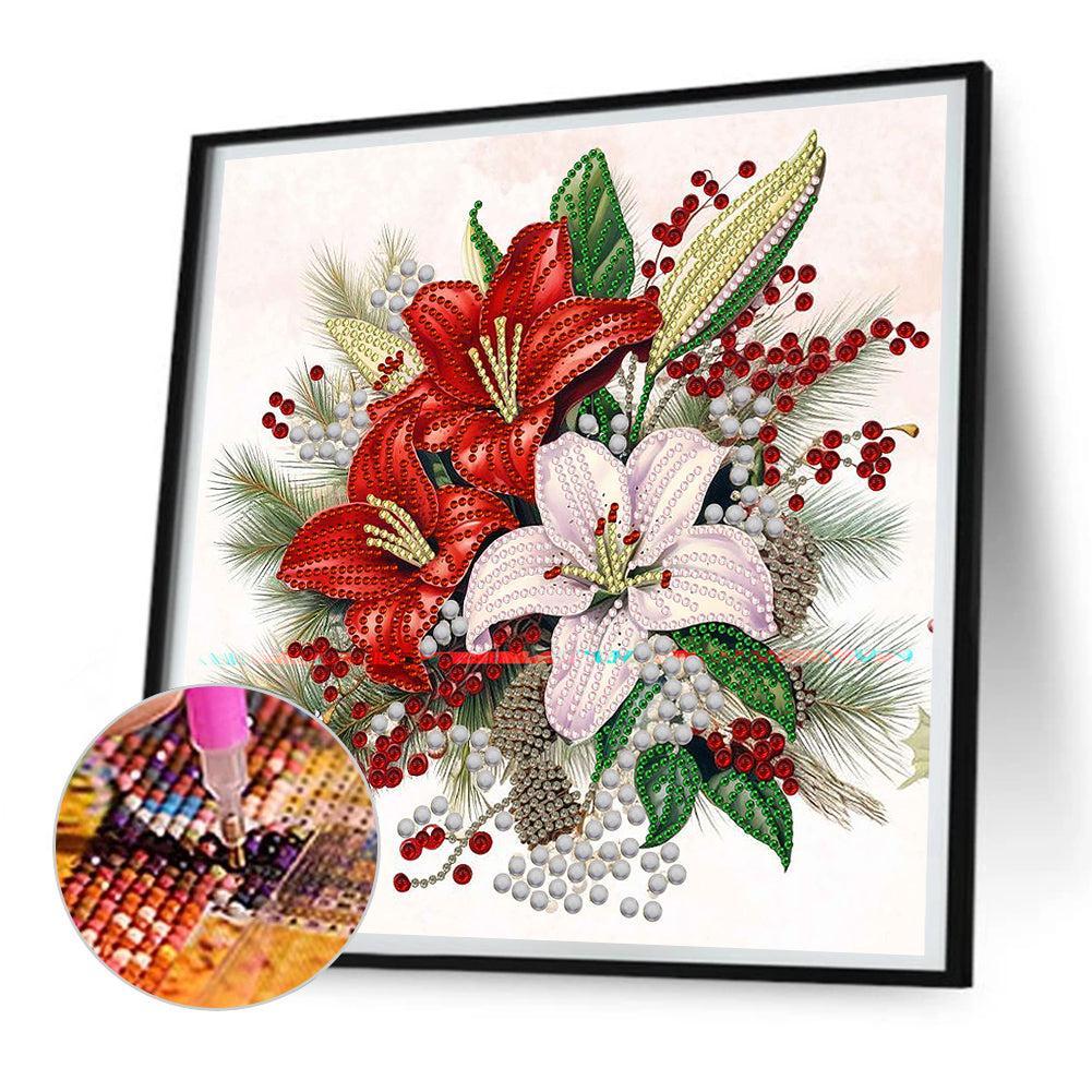 Christmas Flower Poinsettia - Special Shaped Drill Diamond Painting 30*30CM