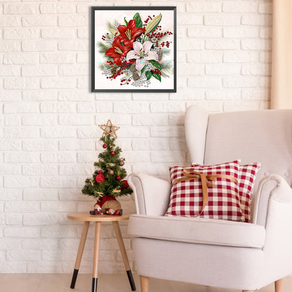 Christmas Flower Poinsettia - Special Shaped Drill Diamond Painting 30*30CM