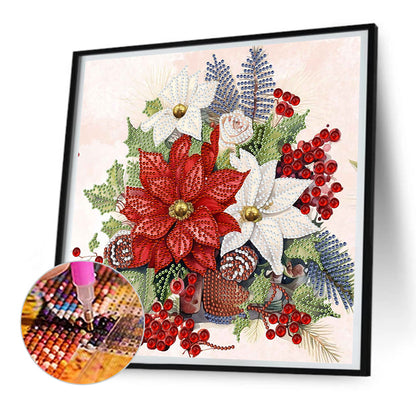 Christmas Flower Poinsettia - Special Shaped Drill Diamond Painting 30*30CM