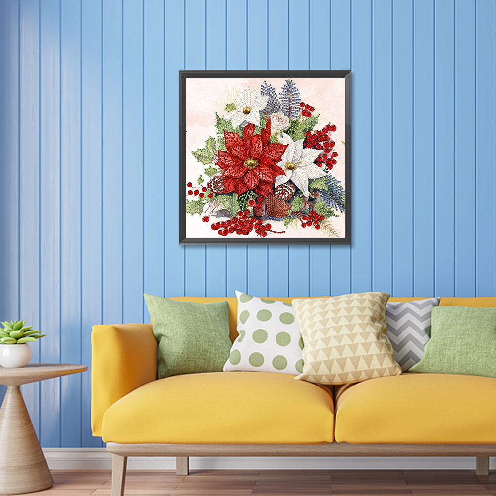 Christmas Flower Poinsettia - Special Shaped Drill Diamond Painting 30*30CM